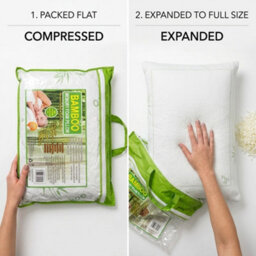 Bamboo Memory Foam Pillow 60 X 40 X 13Cm With Bamboo Zipped Cover, Shredded Memory Foam Bed Pillow, Medium Support, Flat Packed - thumbnail 8