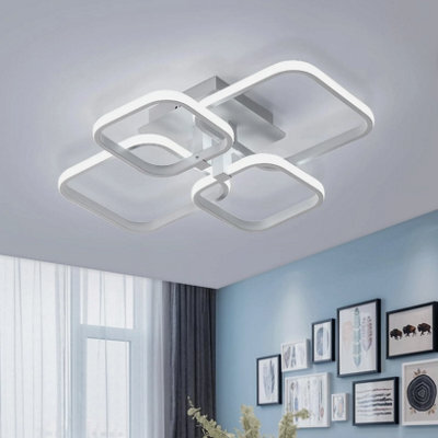 60W Led Ceiling Lights White Squares Design Chandelier 6500K Fixture Living Room - image 1