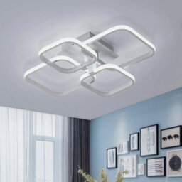 60W Led Ceiling Lights White Squares Design Chandelier 6500K Fixture Living Room - thumbnail 1
