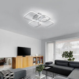 60W Led Ceiling Lights White Squares Design Chandelier 6500K Fixture Living Room - thumbnail 6