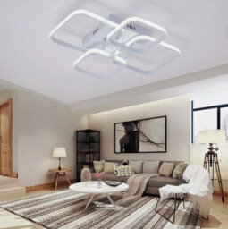 60W Led Ceiling Lights White Squares Design Chandelier 6500K Fixture Living Room - thumbnail 5