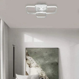 60W Led Ceiling Lights White Squares Design Chandelier 6500K Fixture Living Room - thumbnail 7