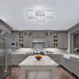 60W Led Ceiling Lights White Squares Design Chandelier 6500K Fixture Living Room - thumbnail 4