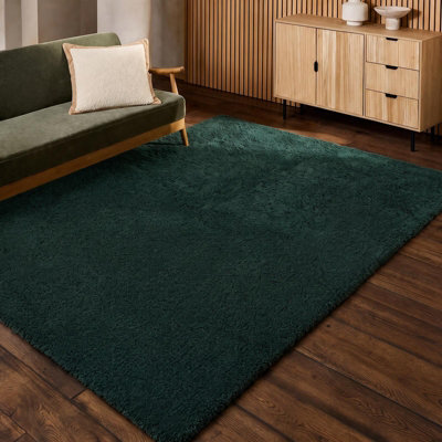 Ohs Fluffy Teddy Rug Soft Floor Carpet Non Slip Area Mat, Green - 160 X 230Cm - image 1