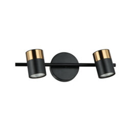 Luminosa Lighting Luminosa Elice Twin Ceiling Spotlight Black, Brass 2Xgu10 - thumbnail 1