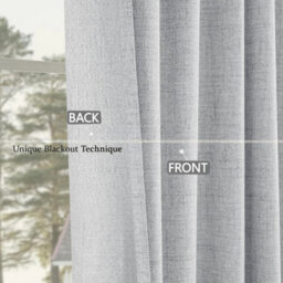 Ameha Plain 100%linen Blackout Curtain Thermal Insulated Thick Winter Warm Summer Energy Saving 66X90',silver Curtain Pair With Tie Back - thumbnail 3