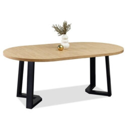 Arian Modern Extendable Dining Table 100-180X100 Cm Stylish Stone Oak And Black Design With Wooden Legs - thumbnail 2