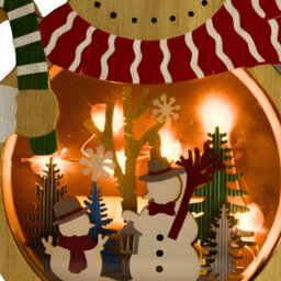 Snowtime Wooden Christmas Decoration Warm White Led Light Up Festive Snowman Scene 20Cm - thumbnail 5