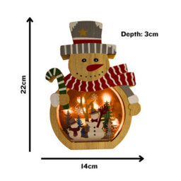 Snowtime Wooden Christmas Decoration Warm White Led Light Up Festive Snowman Scene 20Cm - thumbnail 8