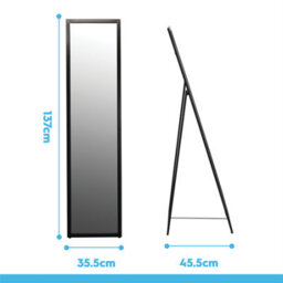 Harbour Housewares Square Full-Length Mirror - 137Cm X 35.5Cm - Black - Large Tall Freestanding Mirror For Bedrooms & Hallways - thumbnail 8