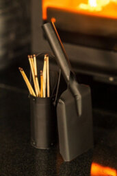 3 Piece Black Fireside Set With Coal Bucket, Matchstick Canister And Shovel - thumbnail 2