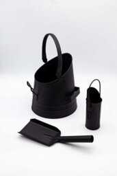 3 Piece Black Fireside Set With Coal Bucket, Matchstick Canister And Shovel - thumbnail 5