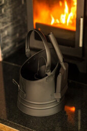 3 Piece Black Fireside Set With Coal Bucket, Matchstick Canister And Shovel - thumbnail 3