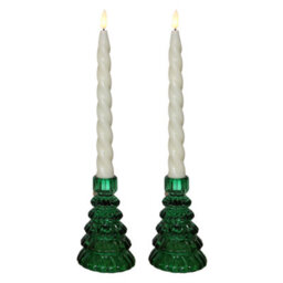 Set Of 2 Large Christmas Tree Candle Holders - Festive Fir Green - thumbnail 1