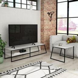 Decortie Pal Modern Tv Unit Multimedia Centre White With Storage Tv Cabinet 163Cm - thumbnail 1