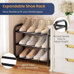 3-Tier Adjustable Metal Shoe Rack Space Saving Organiser - thumbnail 4
