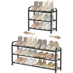 3-Tier Adjustable Metal Shoe Rack Space Saving Organiser - thumbnail 1