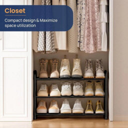 3-Tier Adjustable Metal Shoe Rack Space Saving Organiser - thumbnail 5