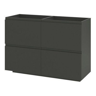 GoodHome Levanna Wide Matt Grey Double Freestanding Bathroom Cabinet (H) 850mm (W) 1200mm - image 1