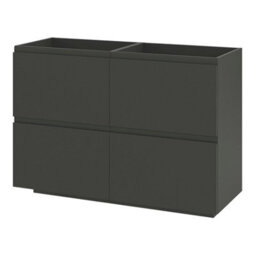 GoodHome Levanna Wide Matt Grey Double Freestanding Bathroom Cabinet (H) 850mm (W) 1200mm - thumbnail 1
