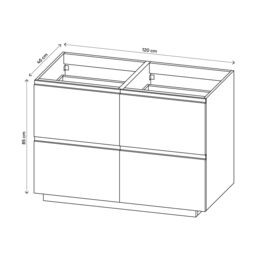 GoodHome Levanna Wide Matt Grey Double Freestanding Bathroom Cabinet (H) 850mm (W) 1200mm - thumbnail 2