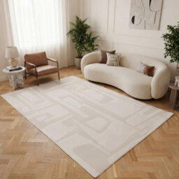 The Rugs Loft Ivory Abstract Geometric Living Room Area Rug And Runners Soft Pile - thumbnail 3