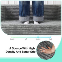 2 In 1 Double Sofa Convertible Floor Sofa Bed,soft Grey Deep Seat Lounge Sofa In Breathable Corduroy Fabric, Upholstered Low Couch - thumbnail 7