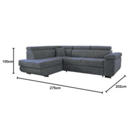 Sliding Wardrobes 4 u LTD Ontario Plush Velvet Grey Corner Sofa Bed With Ottoman Storage - (Left Corner Soda Bed) - thumbnail 3
