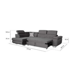 Sliding Wardrobes 4 u LTD Ontario Plush Velvet Grey Corner Sofa Bed With Ottoman Storage - (Left Corner Soda Bed) - thumbnail 5