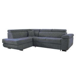 Sliding Wardrobes 4 u LTD Ontario Plush Velvet Grey Corner Sofa Bed With Ottoman Storage - (Left Corner Soda Bed) - thumbnail 2