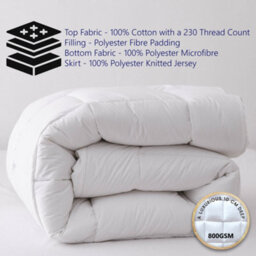 Glamhaus Luxury Mattress Topper Cushioned Cotton Bed Topper Anti Allergy - thumbnail 3