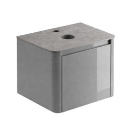Plum&clay Mayfair Gloss Light Grey Wall Hung Bathroom Vanity Unit With Grey Marble Countertop (W)550mm (H)406mm - thumbnail 2