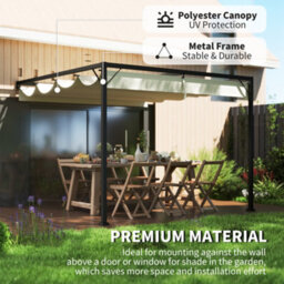Outsunny 3 X 3(M) Outdoor Pergola Retractable Canopy Wall Mounted, Cream - thumbnail 5