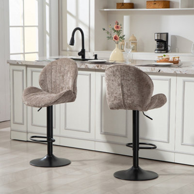 Homcom Modern Bar Stools Set Of 2, Swivel Counter Height Barstools, Brown - image 1