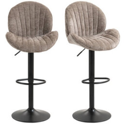 Homcom Modern Bar Stools Set Of 2, Swivel Counter Height Barstools, Brown - thumbnail 2
