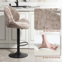 Homcom Modern Bar Stools Set Of 2, Swivel Counter Height Barstools, Brown - thumbnail 7