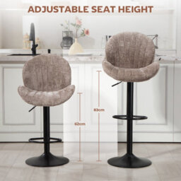 Homcom Modern Bar Stools Set Of 2, Swivel Counter Height Barstools, Brown - thumbnail 5