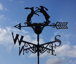 Poppy Forge Boxing Hares Weathervane - Steel - W65 X H88 Cm - Powder Coated Black - thumbnail 4