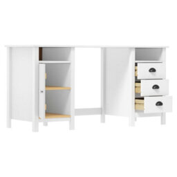 Berkfield Desk Hill Range White 150X50X74 Cm Solid Pine Wood - thumbnail 3