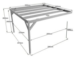 Arbor Garden Solutions Wall-Mounted Wooden Box Pergola, Complete Diy Kit, 3M X 3.6M (Natural Finish) - thumbnail 2