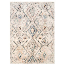 Loomed Neutral Blue Distressed Tribal Diamond Soft Living Area Rug 200X290Cm - thumbnail 6