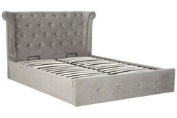 Orsina Elegant Kingsize Grey Brush Velvet Ottoman Bed, Durable Velvet Bed For Bedroom, Compact Diamont Tufted Bed - thumbnail 4