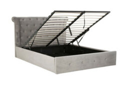 Orsina Elegant Kingsize Grey Brush Velvet Ottoman Bed, Durable Velvet Bed For Bedroom, Compact Diamont Tufted Bed - thumbnail 6