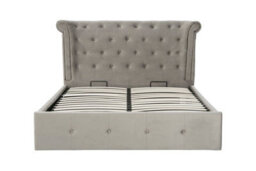 Orsina Elegant Kingsize Grey Brush Velvet Ottoman Bed, Durable Velvet Bed For Bedroom, Compact Diamont Tufted Bed - thumbnail 1