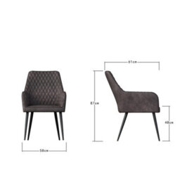 More4Homes Ella Technology Fabric Dining Chair Set Of 2 Brown - thumbnail 7