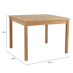 Charles Bentley Garden Dining Table 4 Seater Square Teak Wood Furniture 100Cm - thumbnail 7