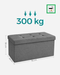 Songmics Soft Bench With Storage, Foldable Ottoman Featuring Lid, Perfect For Hallway, Living Room, Bedroom, Dark Grey - thumbnail 2