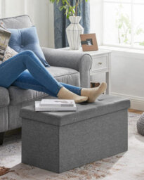 Songmics Soft Bench With Storage, Foldable Ottoman Featuring Lid, Perfect For Hallway, Living Room, Bedroom, Dark Grey - thumbnail 4
