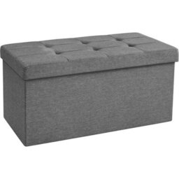 Songmics Soft Bench With Storage, Foldable Ottoman Featuring Lid, Perfect For Hallway, Living Room, Bedroom, Dark Grey - thumbnail 9