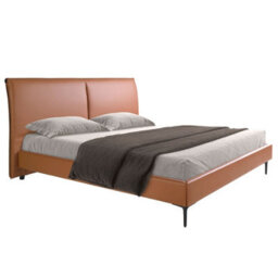 Angel Cerda Elegant Brown Leatherette Bed With Unique Headboard - thumbnail 6